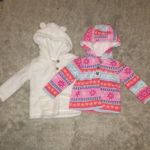 Two 12 month soft hoodies